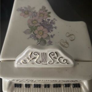 Floral Ceramic Piano Trinket Box